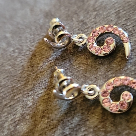 Dainty Pink Crystal Spiral Nebula Atomic Mod Post Earrings - Picture 3 of 6